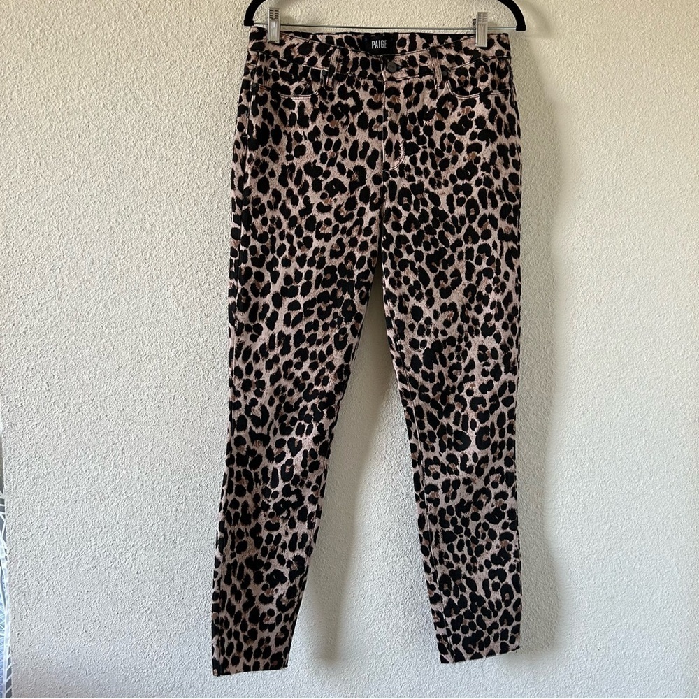 Paige Women’s HOXTON Ankle Pants Sz 29 Cheetah Animal Print Stretch Casual trend
